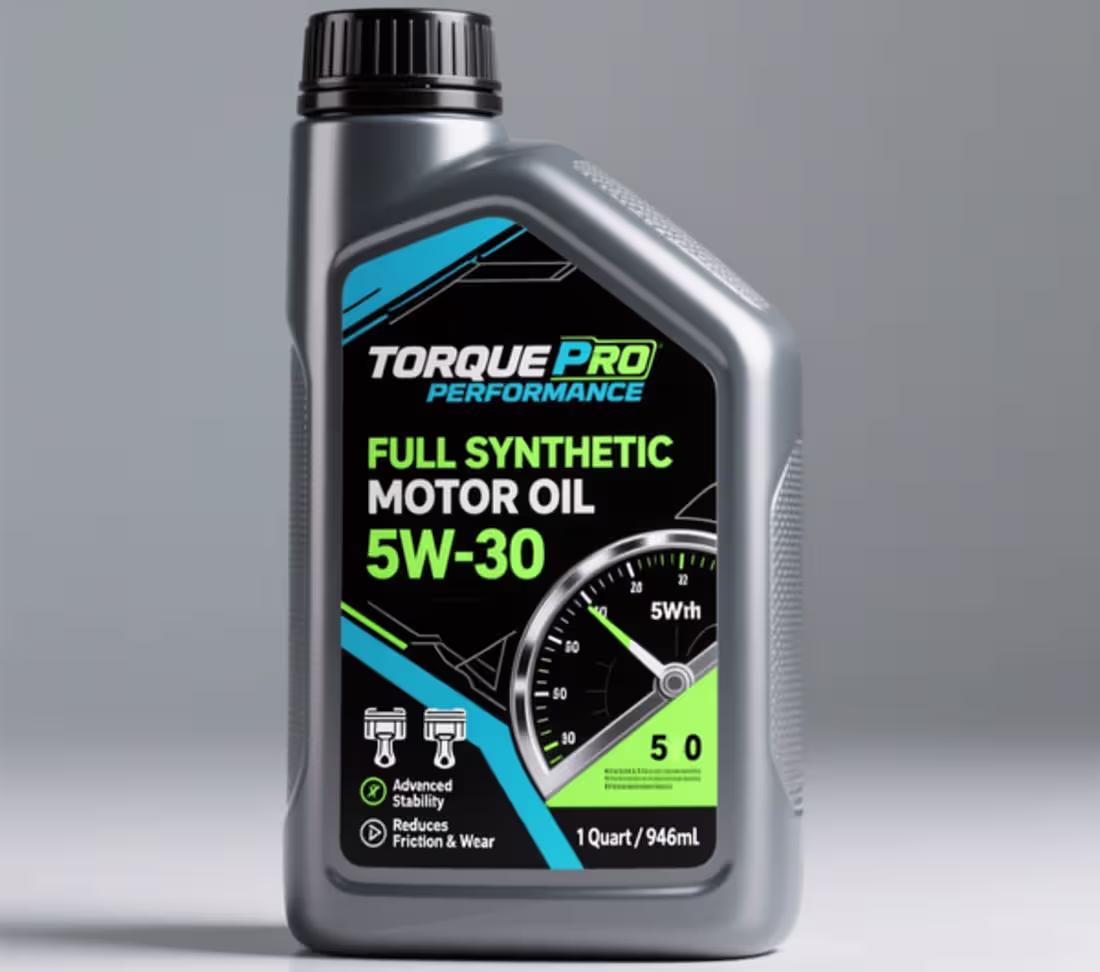 Cover image for High-Performance Motor Oil Label A bold, industrial design t...