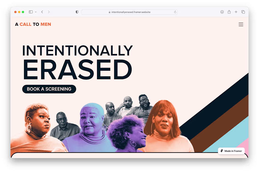 Cover image for Intentionally Erased | A Call to Men