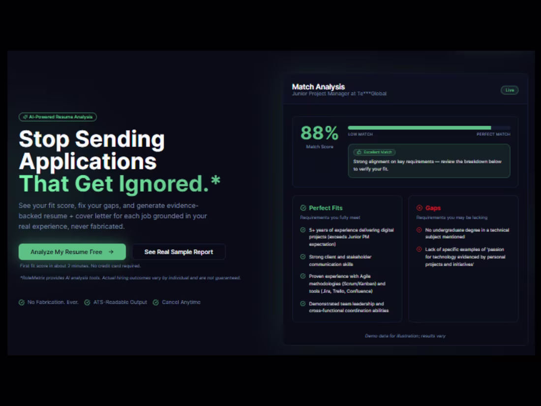 Cover image for RoleMetrix — AI Job Match & Application Engine