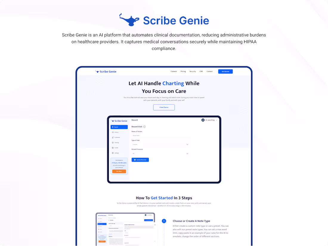 Cover image for Scribe Genie – AI Clinical Documentation Assistant
