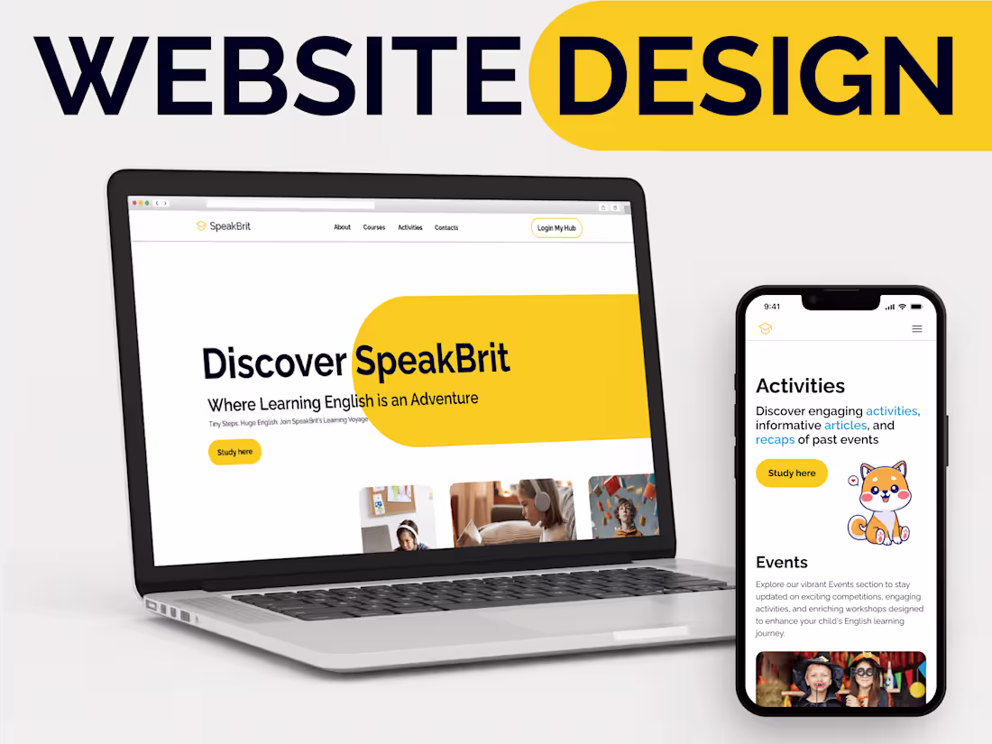 Cover image for UX UI Design of website for English school 