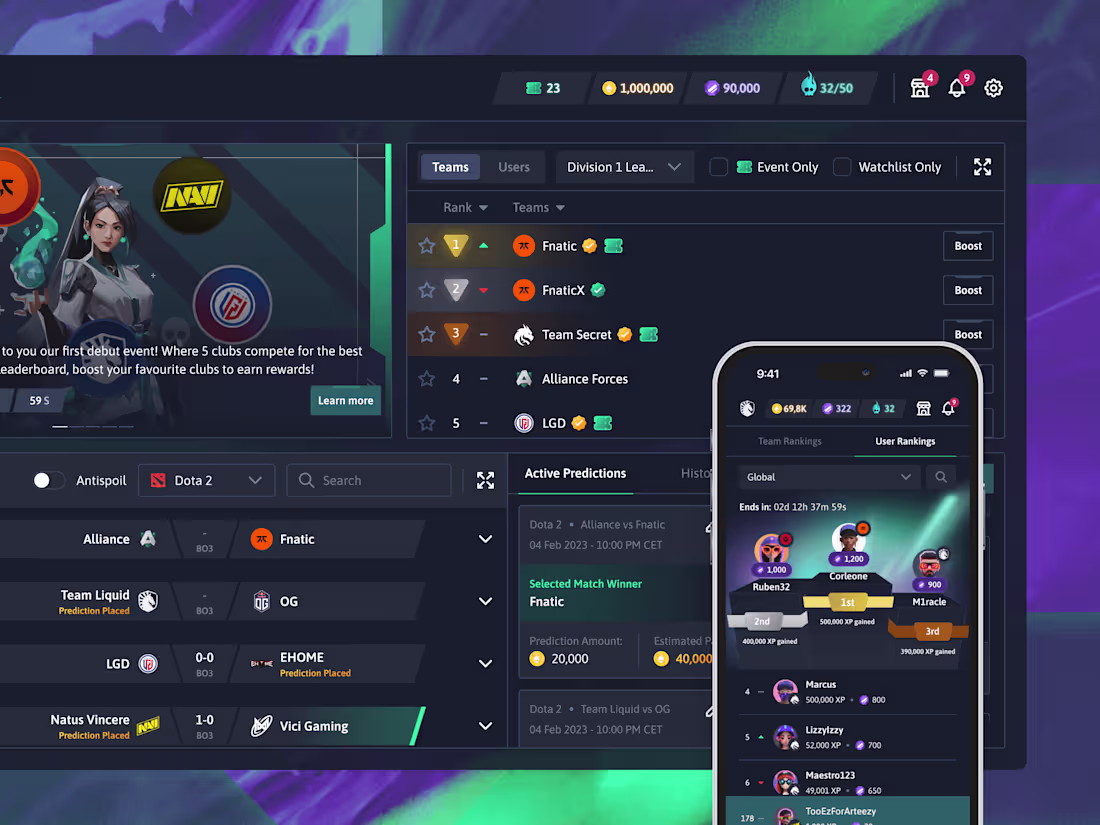 Cover image for Redesigning KBOOMGG, a Gaming Gamification & Engagement App