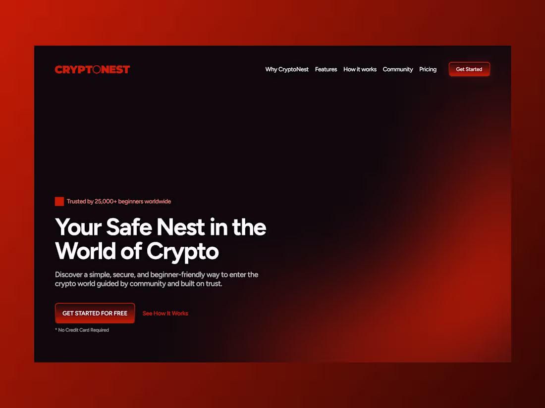 Cover image for Cryptonest Finance Community Landing Page Design