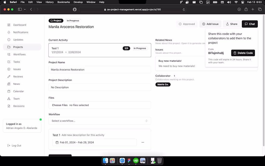 Cover image for CE Project Management Web Application