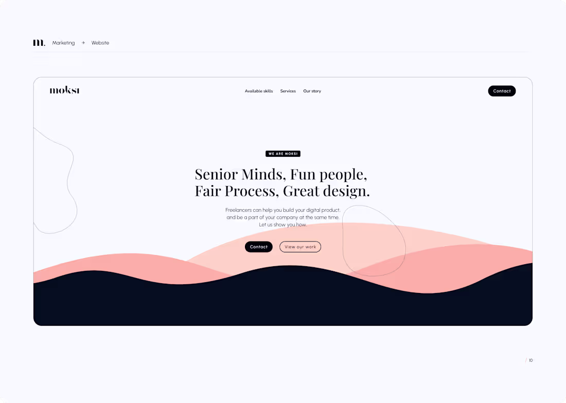 Cover image for Moksi Agency, branding, design system and webdesign.