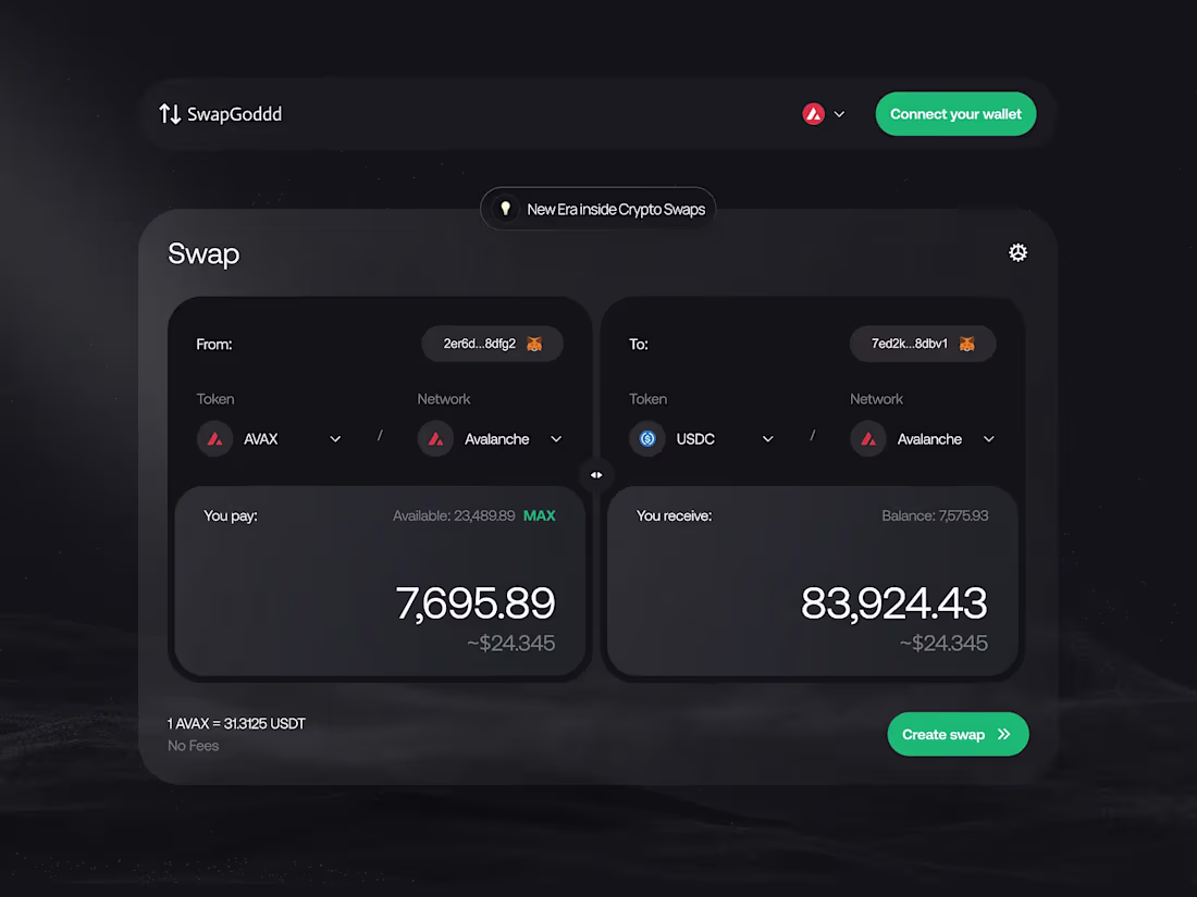 Cover image for Crypto Swap Interface