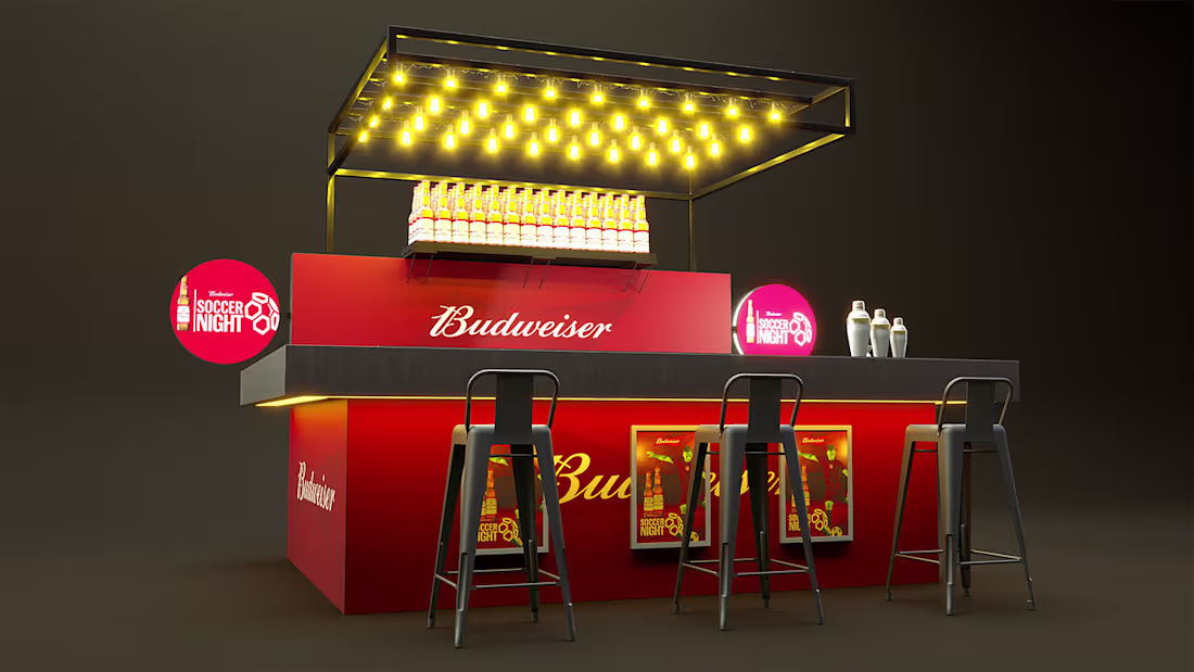 Cover image for 3D Budweiser Soccer Night Bar on Behance