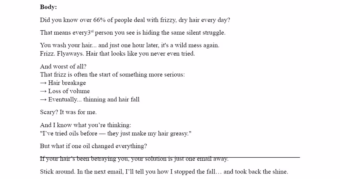 Cover image for Email Sequence for Hair Oil Promotion