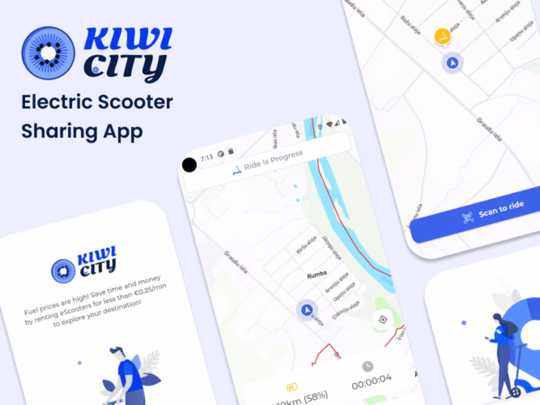 Cover image for KiwiCity Scooter Sharing App