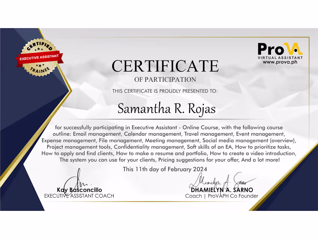 Cover image for Executive Assistant Training