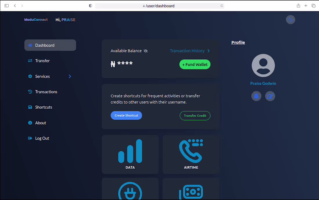 Cover image for Virtual top up site