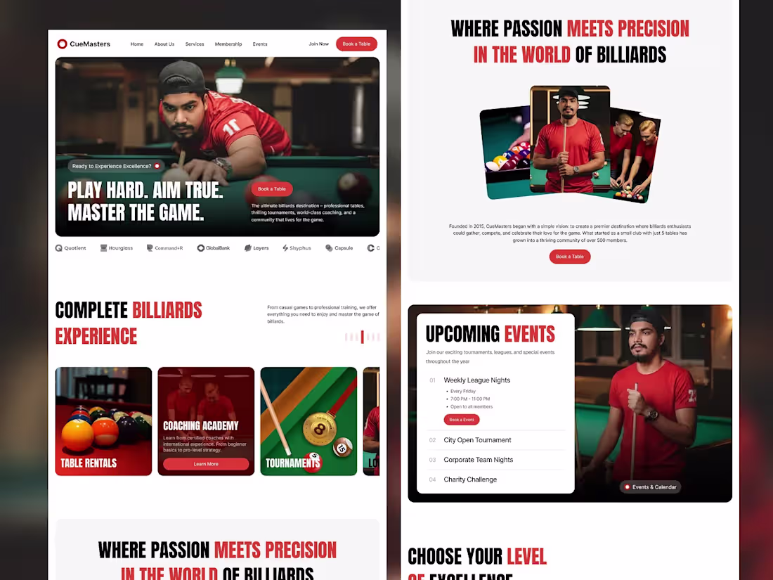 Cover image for CueMasters – Premium Billiards Club