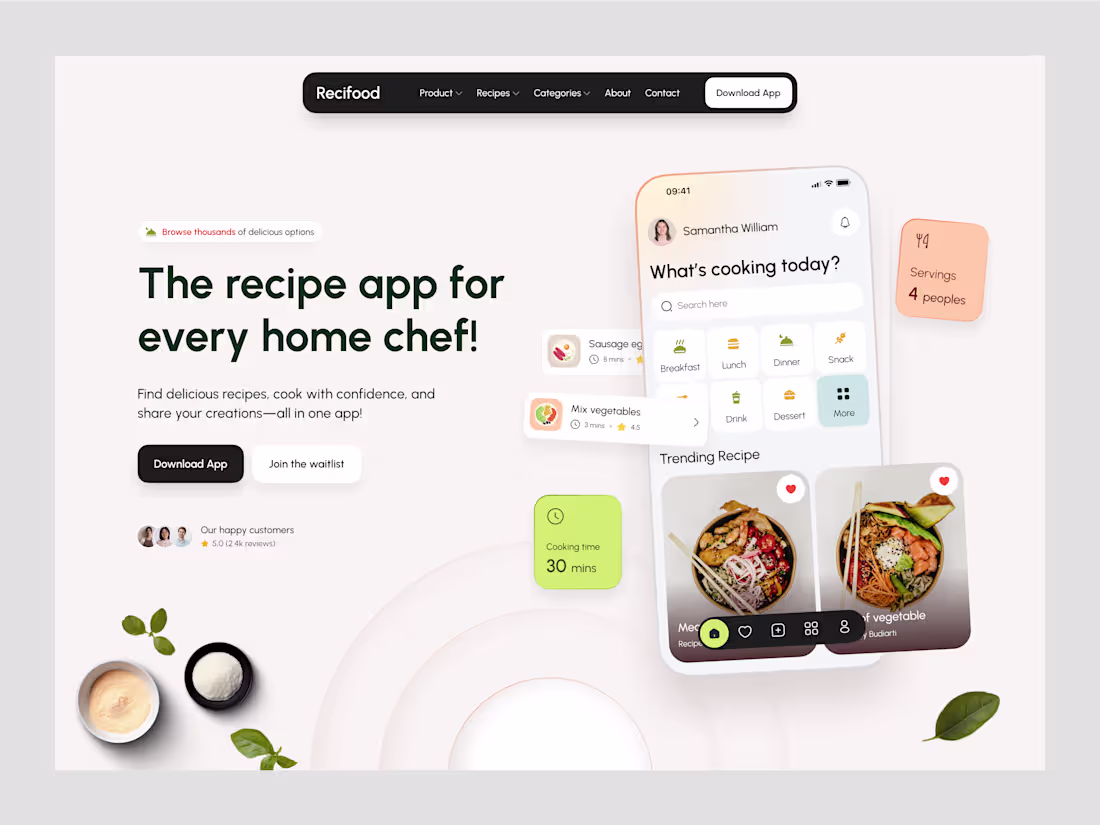 Cover image for Food Recipe Landing Page