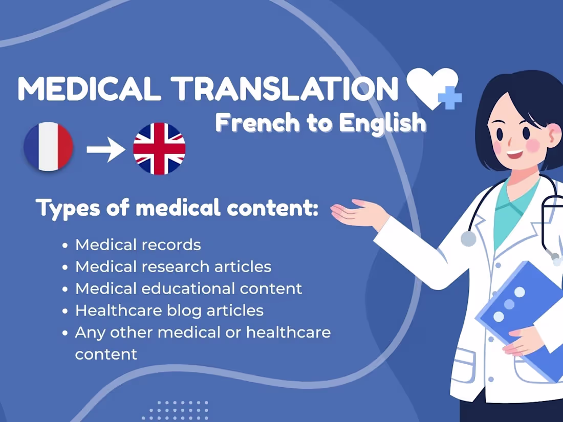 Cover image for French to English medical translation