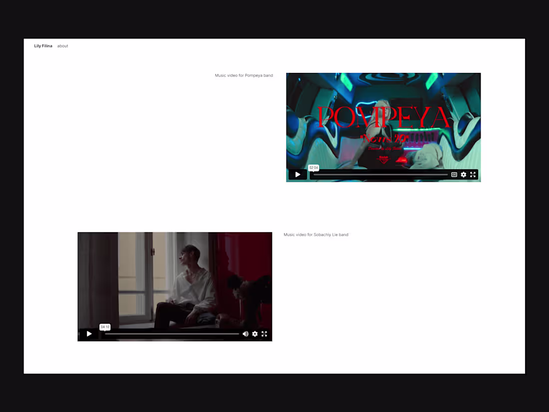 Cover image for Website for film director Lilia Filina