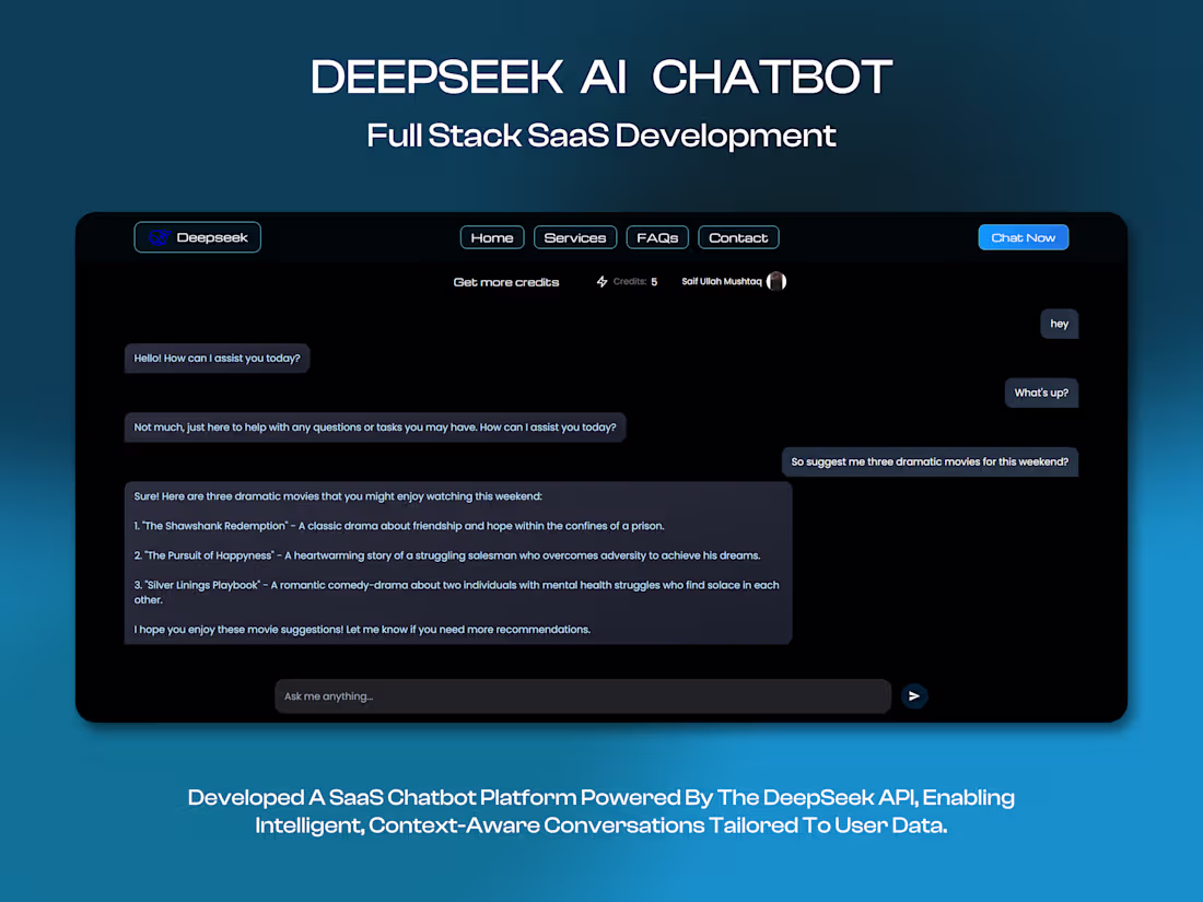 Cover image for Development of DeepSeek AI Chatbot SaaS Platform