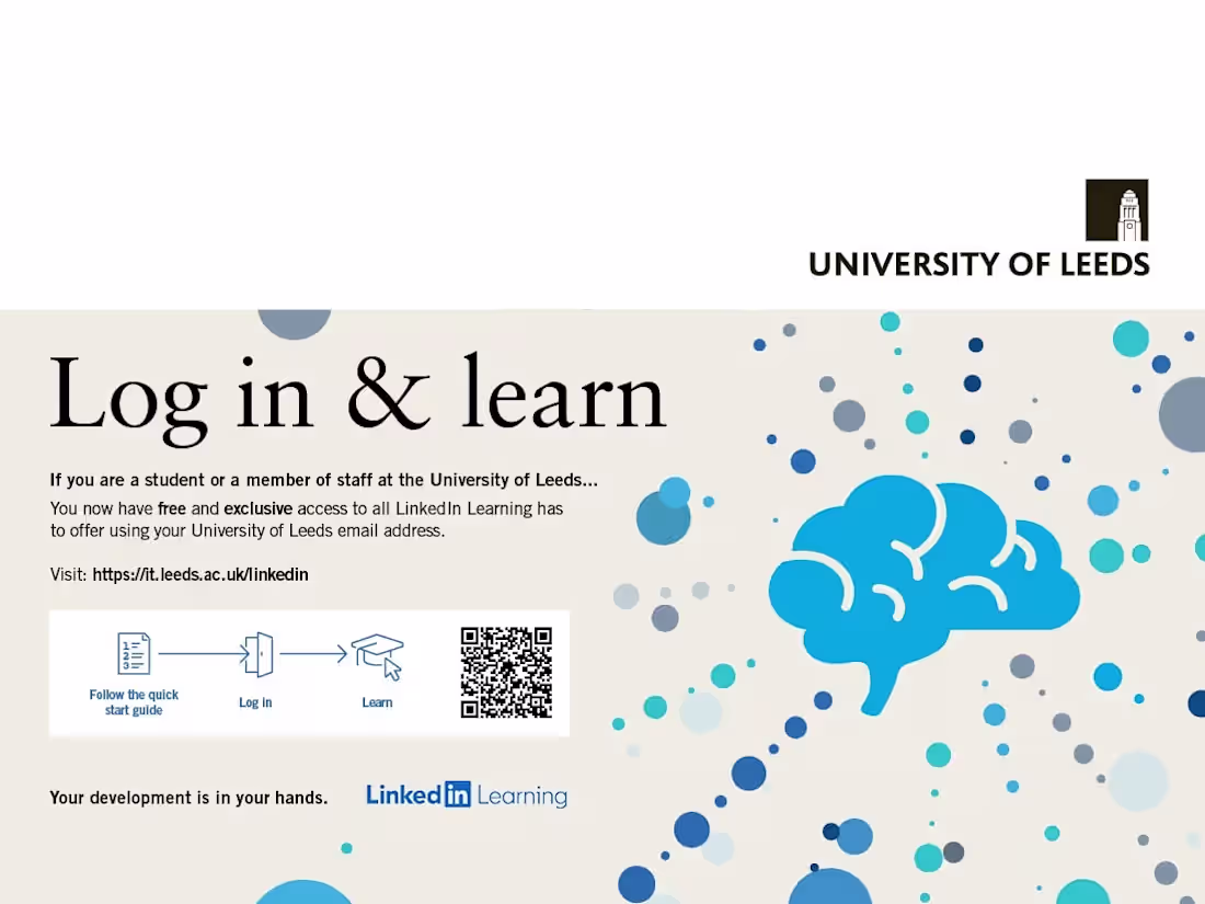 Cover image for LinkedIn Learning for the University of Leeds.
