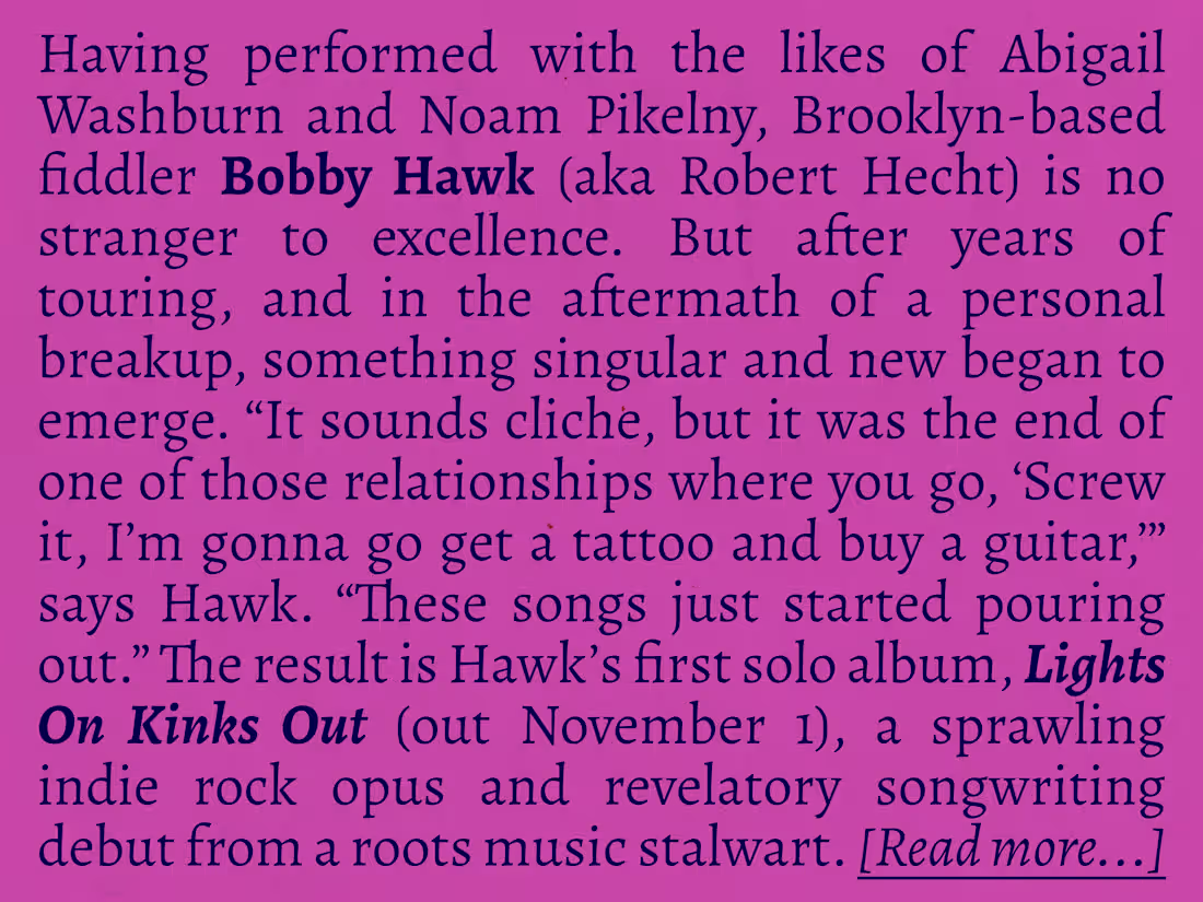 Cover image for Artist Bio: Bobby Hawk - Lights On Kinks Out (2020)