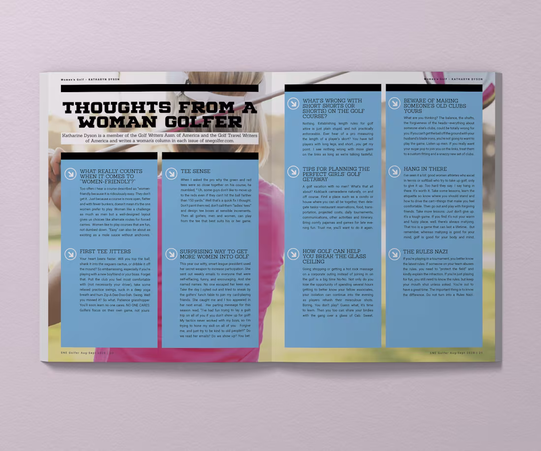 Cover image for Magazine Redesign for Southern New England Golf Publication