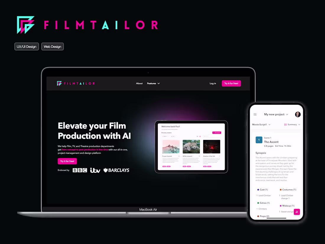 Cover image for FilmTailor AI - UX/UI & Web Design