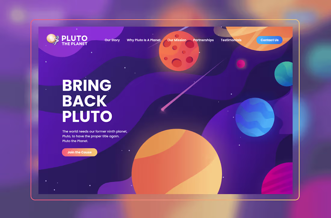 Cover image for Bring Back Pluto | Landing Page Design