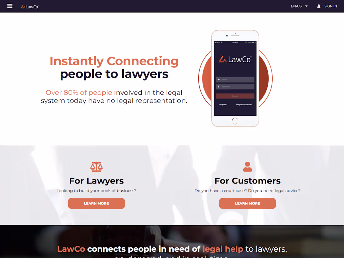 Cover image for LawCo Web & Mobile App – Smart Legal Connection Platform