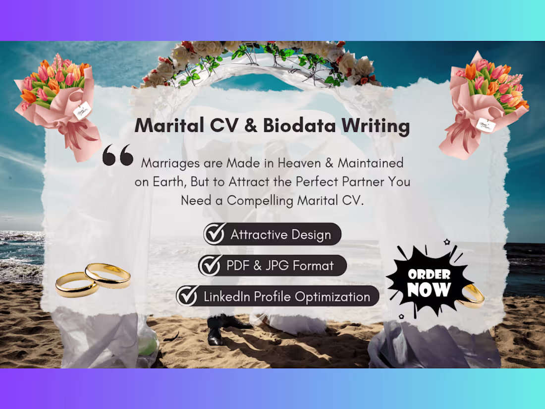 Cover image for Attractive Marital/ Marriage Biodata Writing and Designing