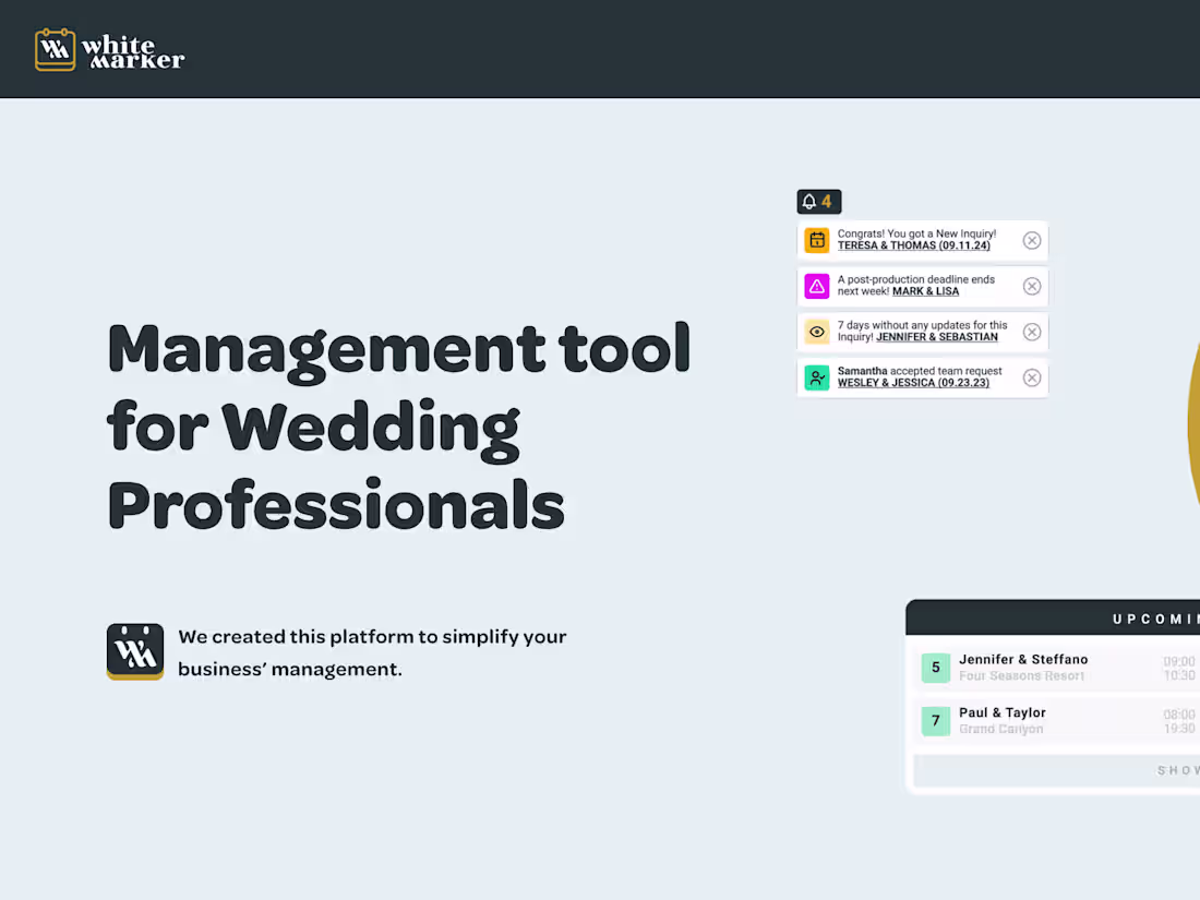 Cover image for White Marker, a web-based Event management platform