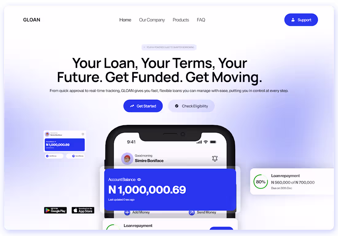 Cover image for GLOAN - Product Landing Page (Hero Section)