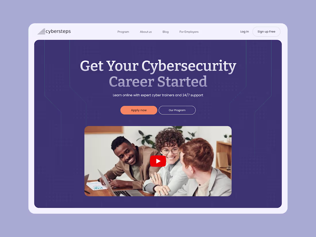 Cover image for Cyber Security SaaS Hero UI Landing Page Design Cybersteps i...