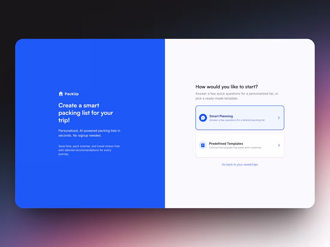 Cover image for PackUp — Your AI-Powered Packing Assistant