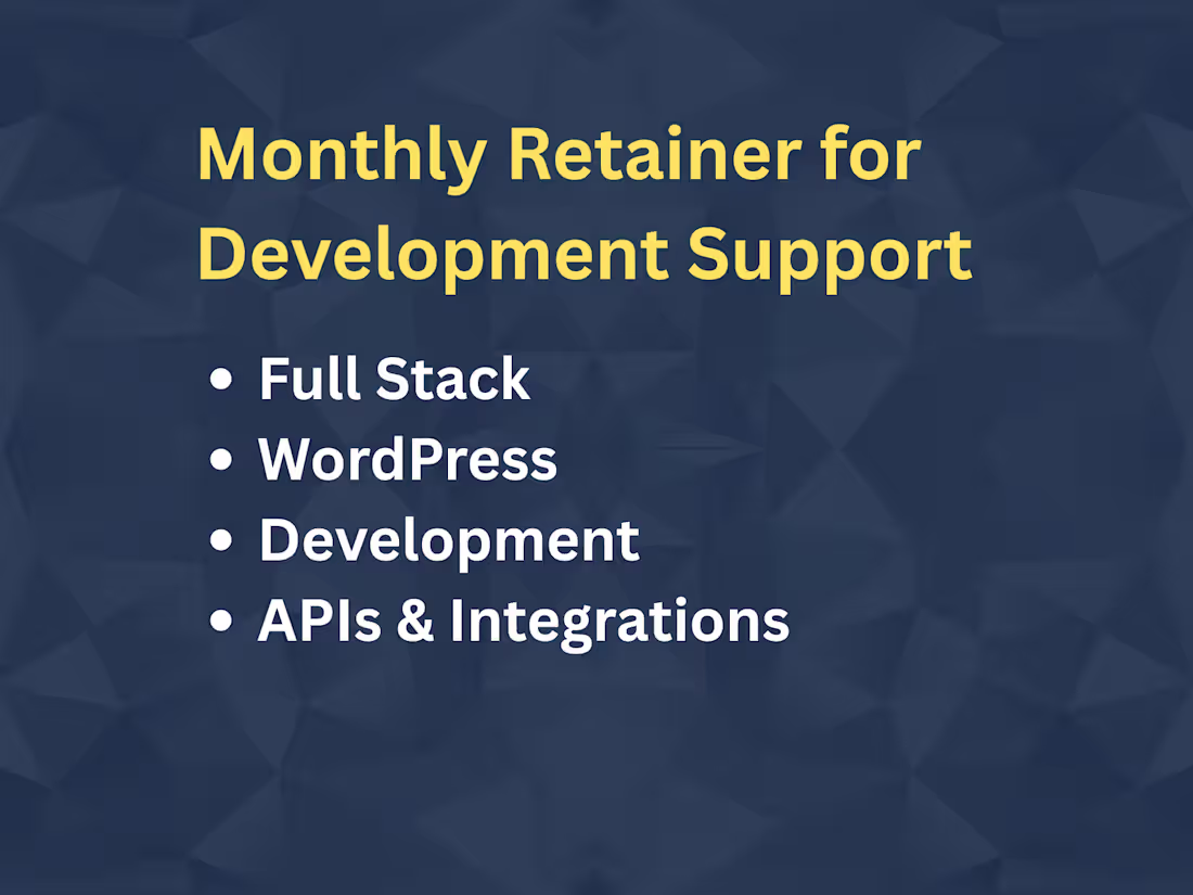 Cover image for Retainer for Web Dev & Technical Support