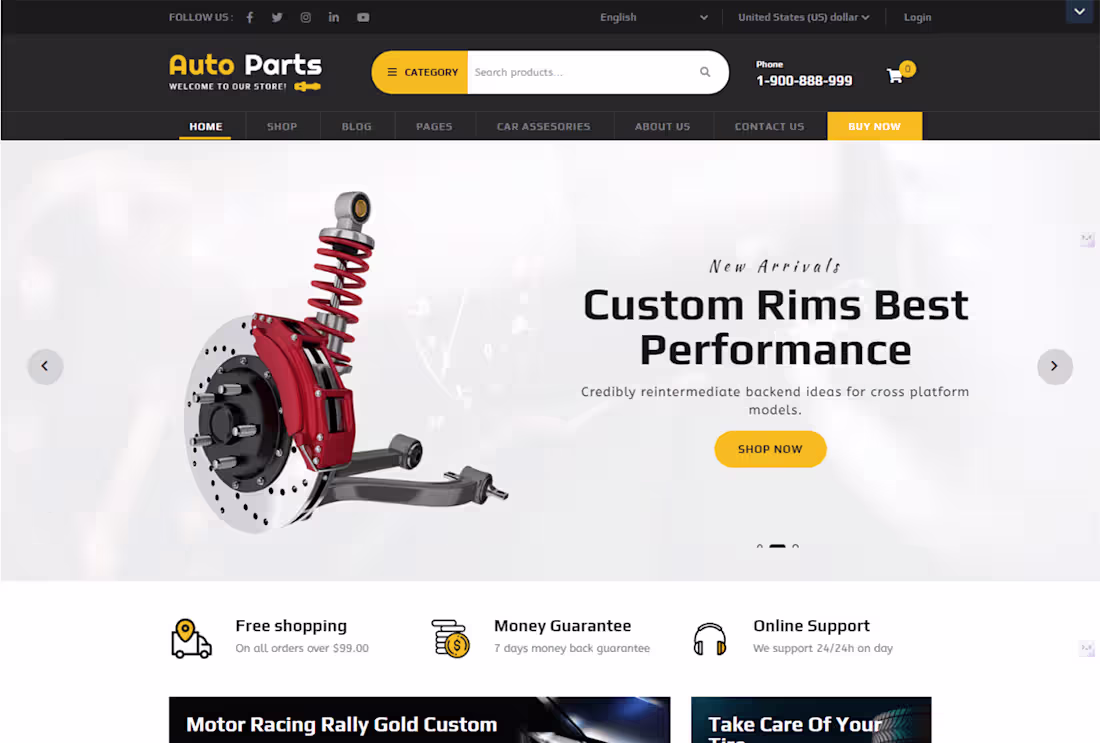 Cover image for Auto parts website