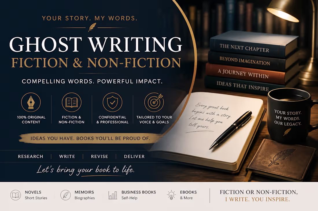 Cover image for Professional ghostwriting services for fiction,