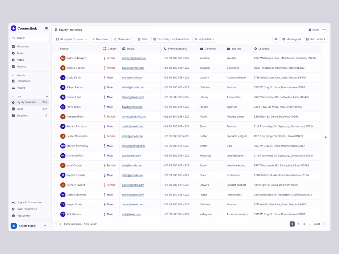 Cover image for Contact Management Flow Design for CRM Web App