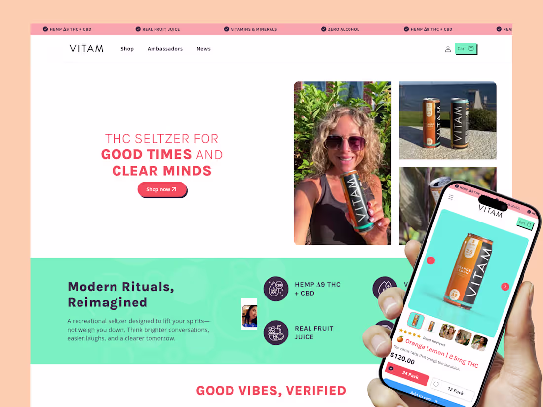 Cover image for Vitam – Shopify Store Design & Replo Landing Page Development