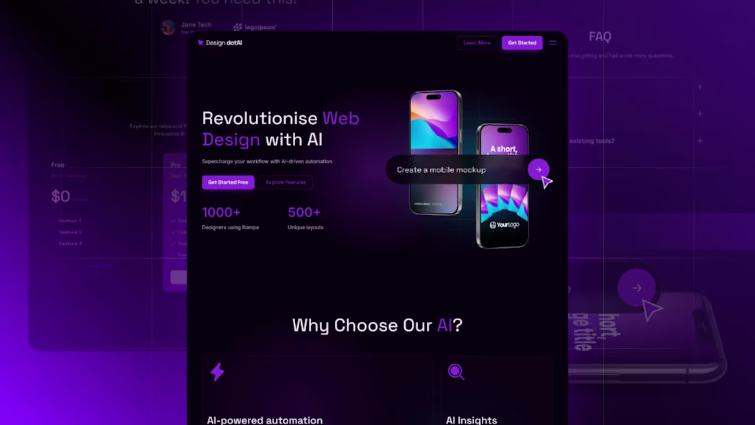 Cover image for Design dotAI — AI SaaS Template for Framer