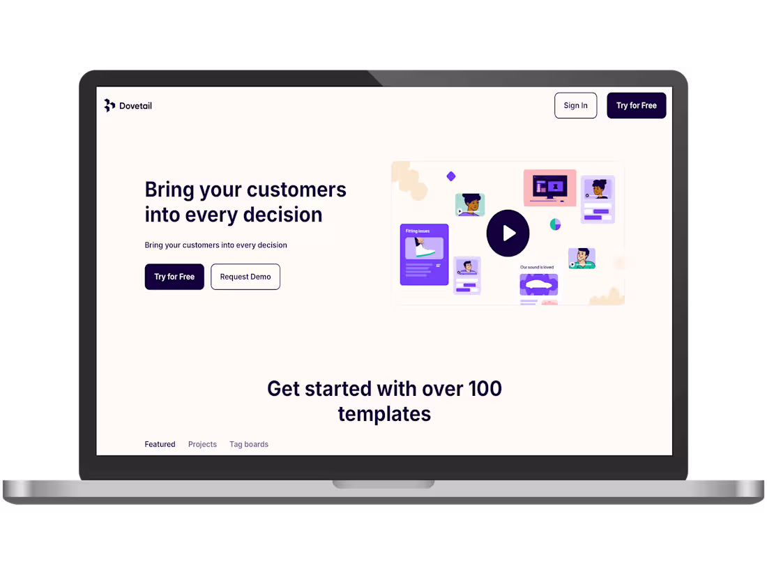 Cover image for Dovetail - A Simple, Interactive Landing Page Built on Framer