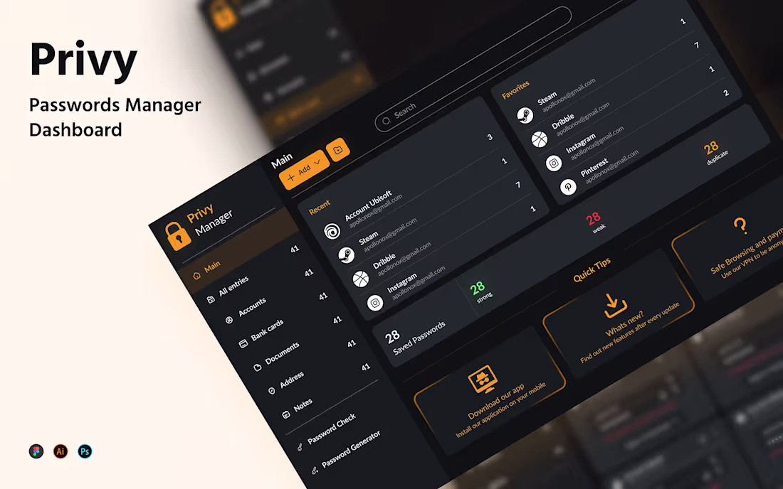Cover image for Privy Password Manager Dashboard | Next.js