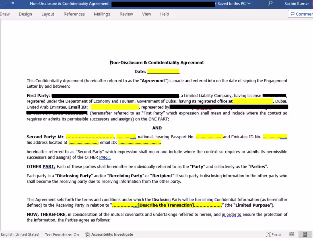 Cover image for Non-Disclosure Agreement (NDA)