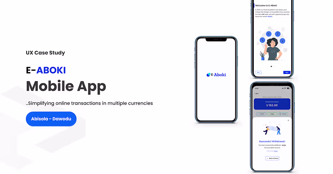 Cover image for E-Aboki Fintech Mobile Application- Case study on Behance