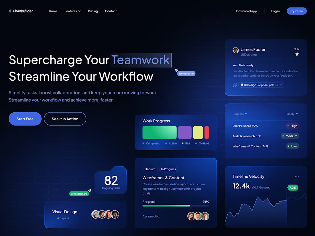 Cover image for SaaS Landing Page - Workflow and Project Management