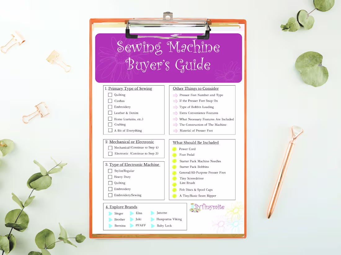 Cover image for Printable Sewing Machine Buyer's Checklist