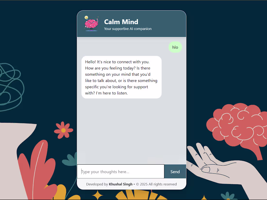 Cover image for CalmMind AI Mental Health Companion Development