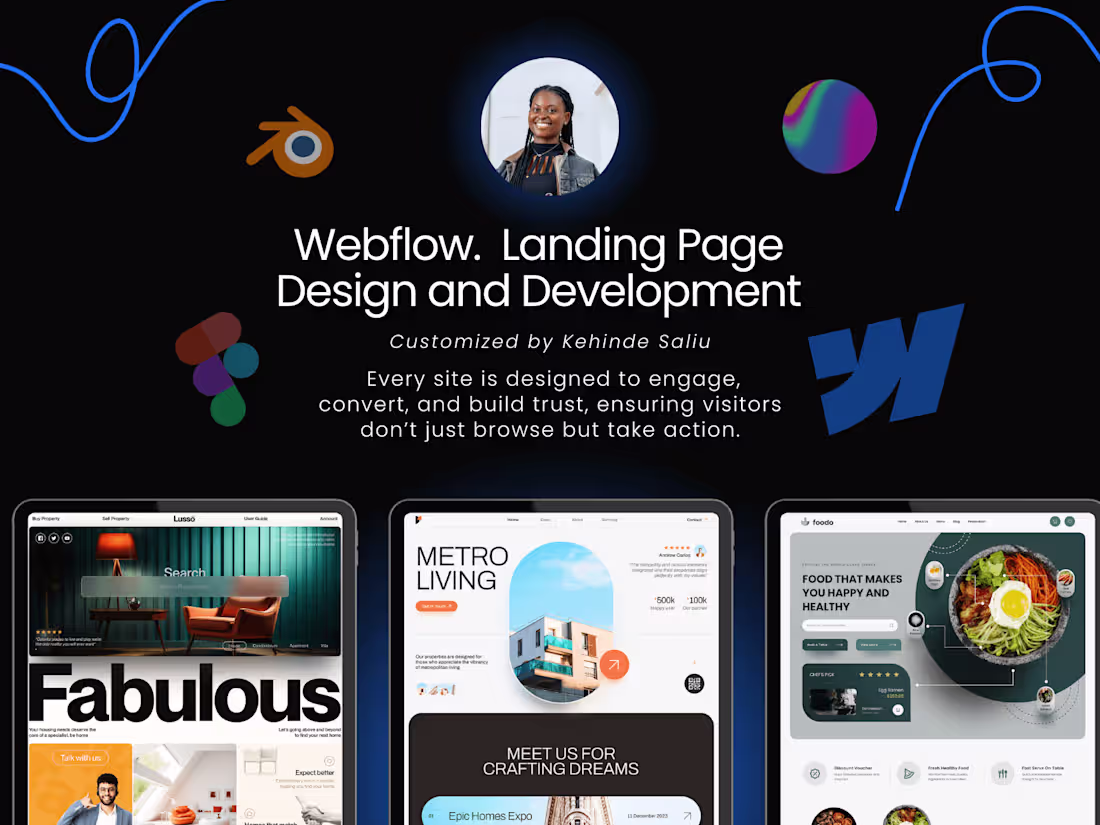 Cover image for Webflow.  Landing Page Design and Development