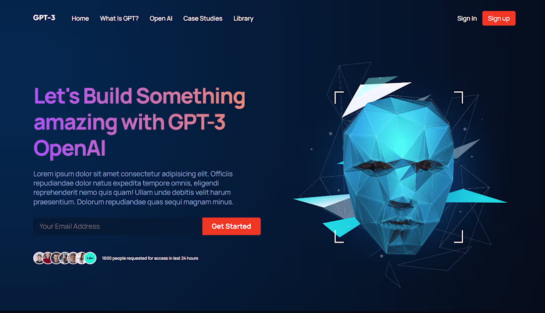 Cover image for Gpt-3 Website (React, CSS)