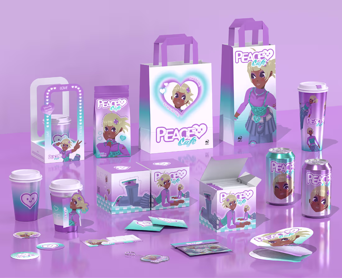 Cover image for Peace Cafe - Brand Identity & IP Character Design