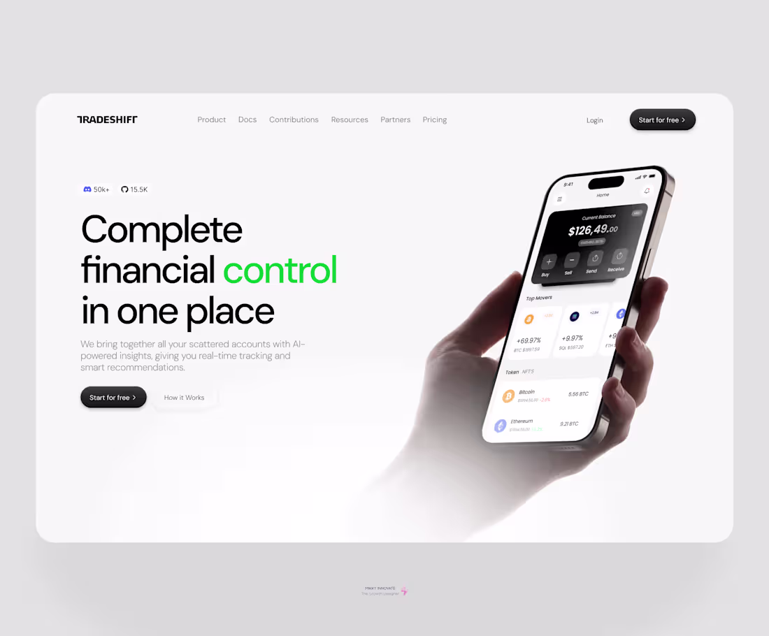 Cover image for Fintech Hero Section Redesign for Tradeshift