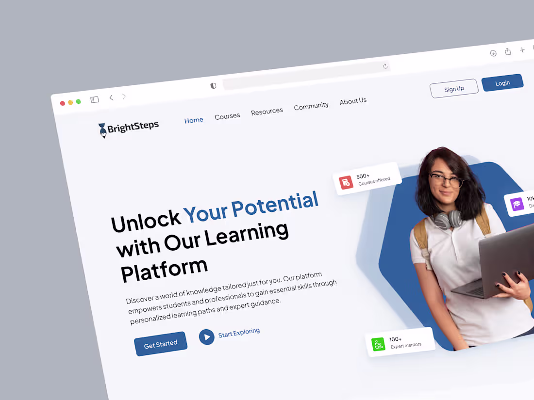 Cover image for BrightSteps: Modern EdTech Landing Page Design