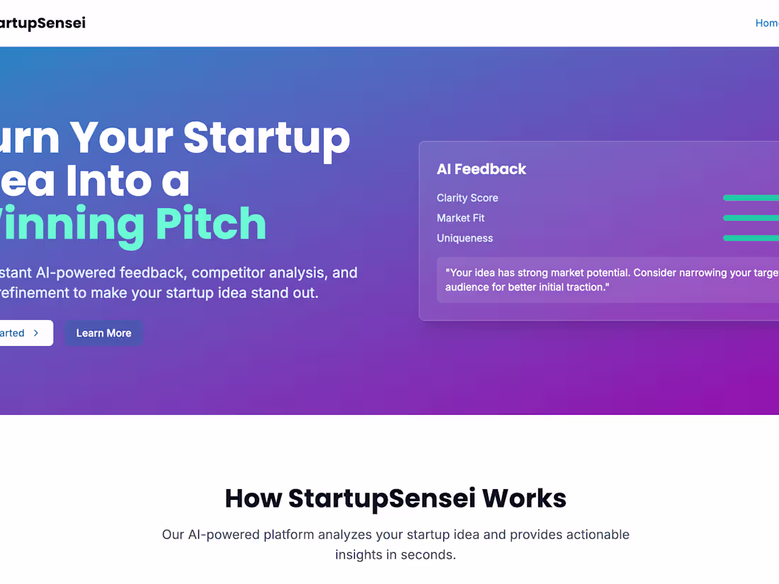 Cover image for AI-Powered Startup Idea Feedback Platform